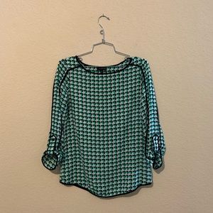 The Limited Green & Black Geometric Blouse